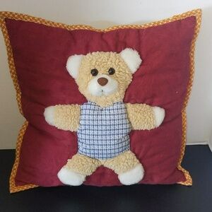 Cracker Barrel Baby Vintage 3D Teddy Bear Pillow cover,includes insert.